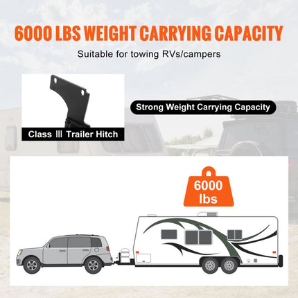 VEVOR Klasse 3 trekhaak, 2" ontvanger, Q455B stalen buisframe, multi-fit trekhaak voor kogelmontage, bagagerek, fietsenrek, trekhaak,
