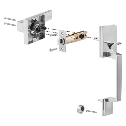 VEVOR voordeurkrukset deurkruk 2-3/8 inch tot 2-3/4 inch deurkrukset van zinklegering, deurbeslag deurkruk deurklink 1-3/8 inch tot 1-3/4 inch passende deurdikte