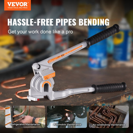 VEVOR pijpenbuiger 1/4", 3/8", 1/2" OD 3-in-1 pijpenbuiger met handmatige waterpas, 180° koperen aluminium pijpbuiggereedschap voor HVAC-airconditioner en koelkastreparatie
