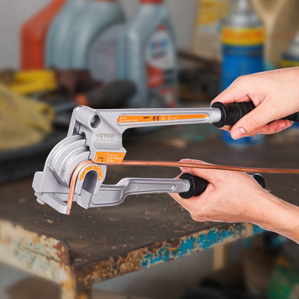 VEVOR pijpenbuiger 1/4", 3/8", 1/2" OD 3-in-1 pijpenbuiger met handmatige waterpas, 180° koperen aluminium pijpbuiggereedschap voor HVAC-airconditioner en koelkastreparatie
