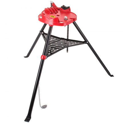 VEVOR driepoot pijpkettingklem met 1/8-6" pijpstandaard opvouwbare stalen poten pijpsteunen met gereedschapsbak statiefkettingklem ideaal voor een verscheidenheid aan pijpmaterialen