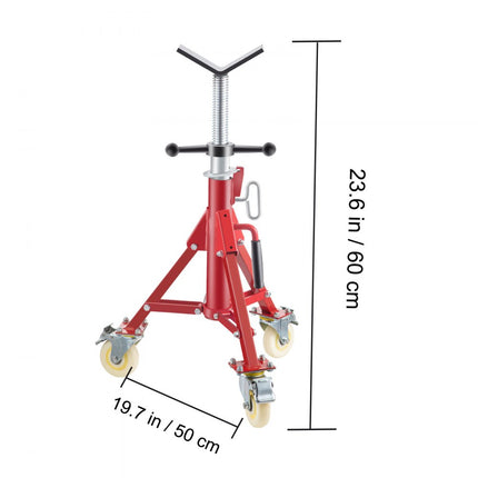 VEVOR Pijpstandaard Fold-a-Jack V-Head 23,6"-42,5" Hoogte 12" Pijp 882 lb met zwenkwielen