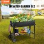 VEVOR verhoogde bloembak op wielen plantenbak bloembak tuin plantenbak terras groentebed tuinbed plantenbed zwart 108x49.5x80cm gegalvaniseerd staal ideaal voor het kweken van groenten fruit kruiden