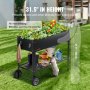 VEVOR verhoogde bloembak op wielen plantenbak bloembak tuin plantenbak terras groentebed tuinbed plantenbed zwart 108x49.5x80cm gegalvaniseerd staal ideaal voor het kweken van groenten fruit kruiden