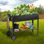 VEVOR verhoogde bloembak op wielen plantenbak bloembak tuin plantenbak terras groentebed tuinbed plantenbed zwart 108x49.5x80cm gegalvaniseerd staal ideaal voor het kweken van groenten fruit kruiden