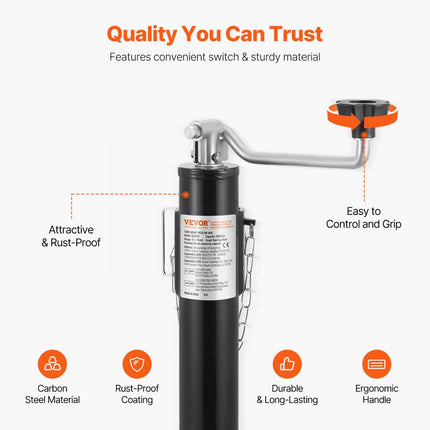 VEVOR aanhangerkrik 907kg draaisteun parkeersteun voor aanhangers 283-533mm