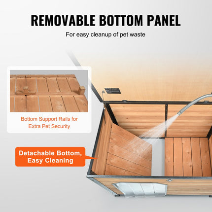 VEVOR Hondenkennel voor buiten, waterdicht hondenhuis met verhoogde vloer, bijtvaste houten hondengrot met ijzeren frame, buiten open dak, voor middelgrote tot grote honden