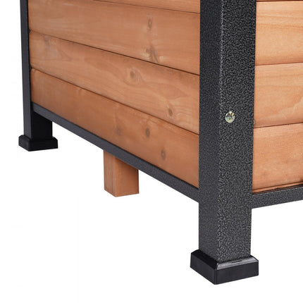 VEVOR Hondenkennel voor buiten, waterdicht hondenhuis met verhoogde vloer, bijtvaste houten hondengrot met ijzeren frame, buiten open dak, voor middelgrote tot grote honden