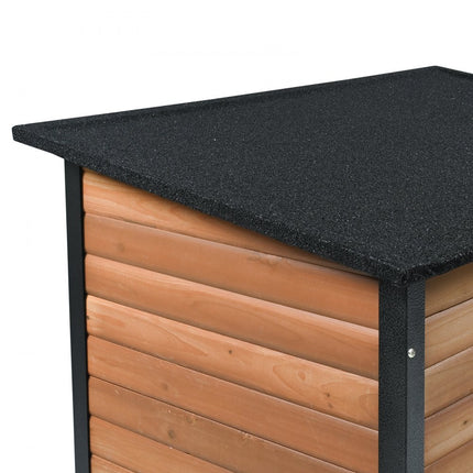 VEVOR Hondenkennel voor buiten, waterdicht hondenhuis met verhoogde vloer, bijtvaste houten hondengrot met ijzeren frame, buiten open dak, voor middelgrote tot grote honden
