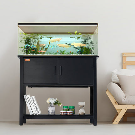 VEVOR Aquariumstandaard, 40 gal aquariumstandaard, 93 x 48 x 80 cm staal en MDF schildpadtankstandaard, 152 kg laadvermogen, reptielentankstandaard met opbergkast en ingebed elektrisch paneel, zwart