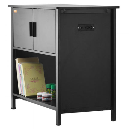 VEVOR Aquariumstandaard, 40 gal aquariumstandaard, 93 x 48 x 80 cm staal en MDF schildpadtankstandaard, 152 kg laadvermogen, reptielentankstandaard met opbergkast en ingebed elektrisch paneel, zwart