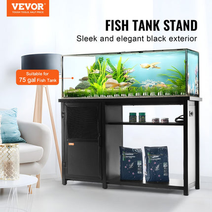 VEVOR Aquariumstandaard, 75 gallon aquariumstandaard, 52" x 20" x 32" schildpadtankstandaard gemaakt van staal en MDF, 500 lb laadvermogen, reptielentankstandaard met opbergkast en geïntegreerde voeding