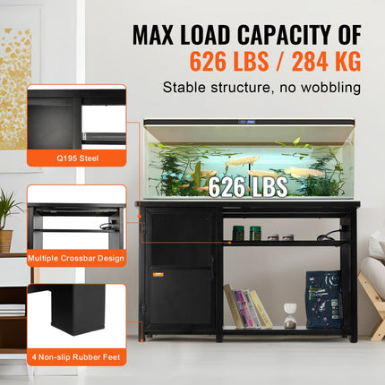 VEVOR Aquariumstandaard, 75 gallon aquariumstandaard, 52" x 20" x 32" schildpadtankstandaard gemaakt van staal en MDF, 500 lb laadvermogen, reptielentankstandaard met opbergkast en geïntegreerde voeding