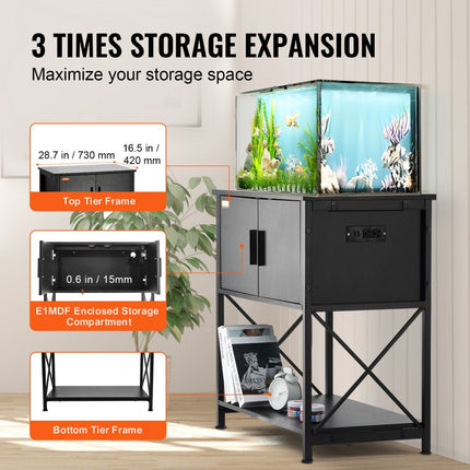 VEVOR Aquariumstandaard, 29 gallon aquariumstandaard, 730 x 420 x 762 mm staal en MDF schildpadtankstandaard, 110 kg laadvermogen, reptielentankstandaard met opbergkast en ingebouwde voeding