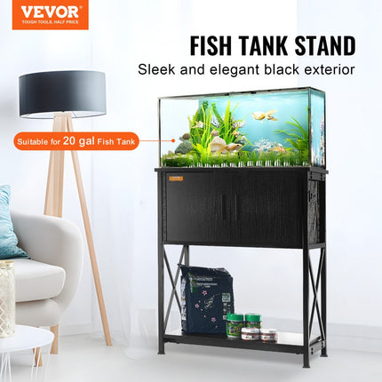 VEVOR Aquariumstandaard, 20 gallon aquariumstandaard, 65 x 42 x 81 cm staal en MDF schildpadtankstandaard, 76 kg laadvermogen, reptielentankstandaard met opbergkast en ingebouwde voeding