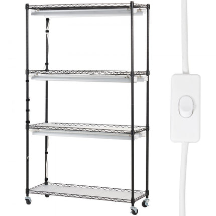 VEVOR plantenstandaard plantenplank met plantenlamp 4 niveaus 180W 90x35x150cm