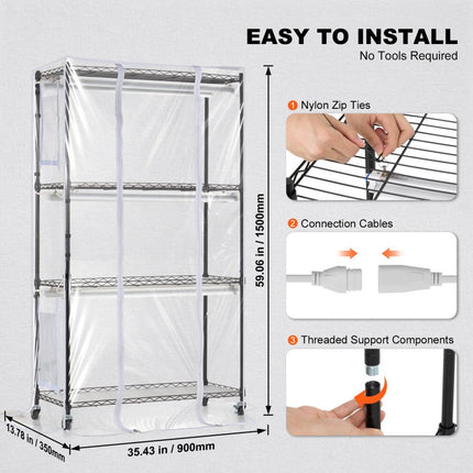 VEVOR plantenstandaard plantenplank 6xkweeklampen 4 niveaus 180W 90x35x150cm