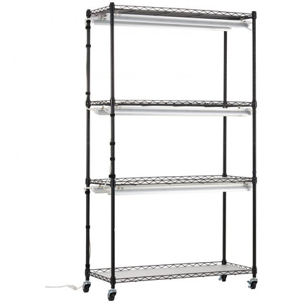 VEVOR plantenstandaard plantenplank 6xkweeklampen 4 niveaus 180W 90x35x150cm