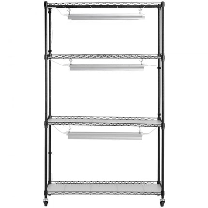 VEVOR plantenstandaard plantenplank met plantenlamp 4 niveaus 90W 90x35x150cm