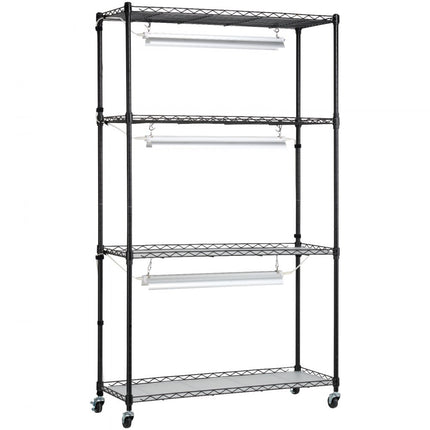 VEVOR plantenstandaard plantenplank met plantenlamp 4 niveaus 90W 90x35x150cm