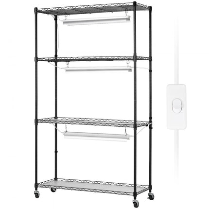 VEVOR plantenstandaard plantenplank met plantenlamp 4 niveaus 90W 90x35x150cm