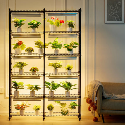 VEVOR plantenstandaard plantenplank met plantenlamp 6 niveaus 200W 90x35x150cm