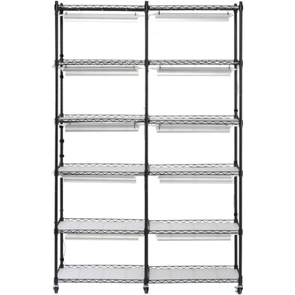 VEVOR plantenstandaard plantenplank met plantenlamp 6 niveaus 200W 90x35x150cm