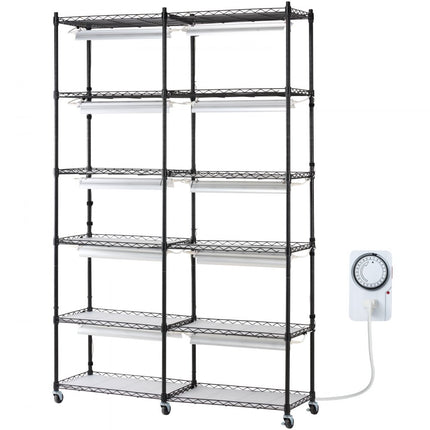 VEVOR plantenstandaard plantenplank met plantenlamp 6 niveaus 200W 90x35x150cm