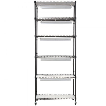 VEVOR plantenstandaard plantenplank met plantenlamp 6 niveaus 192W 75x35x180cm