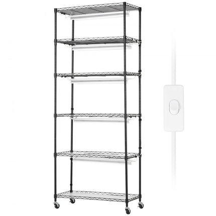 VEVOR plantenstandaard plantenplank met plantenlamp 6 niveaus 192W 75x35x180cm