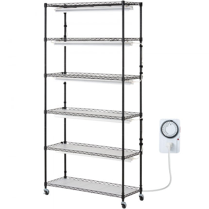 VEVOR plantenstandaard plantenplank met plantenlamp 6 niveaus 150W 90x35x180cm