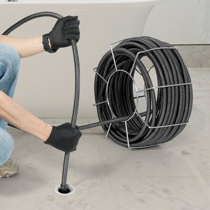 VEVOR leidingreinigingskabel 30 mx 19 mm, leidingreinigingskabel van staal en 4 messen voor buizen van 100 tot 200 mm, leidingreinigingskabel met binnenkern voor gootsteen, afvoerputje, toilet