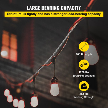 VEVOR T316 roestvrijstalen kabel 1/8 inch 1x19 staaldraadkabel 30,5 m kabelrailing roestvrijstalen kabel voor reling over vliegtuigen (1x19)
