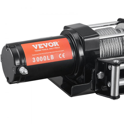VEVOR Elektrische Lier 12V Winch 3000lbs/1361kg Offroad Motor Lierkabel Elektrische Lier Staalkabel met Draadloze Afstandsbediening Zwart Ideaal voor