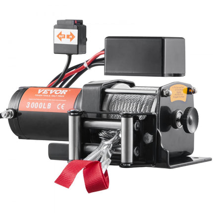 VEVOR Elektrische Lier 12V Winch 3000lbs/1361kg Offroad Motor Lierkabel Elektrische Lier Staalkabel met Draadloze Afstandsbediening Zwart Ideaal voor