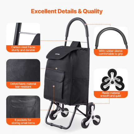 VEVOR steekwagen transportwagen vouwwagen laadrol opvouwbaar 450x350x965mm