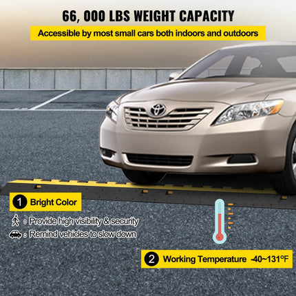 VEVOR Kabelbrug 4-delige Kabelgoot 2-kanaals rubberen kabelbeschermingsbeschermer Ramp Warehouse School Heavy-Duty