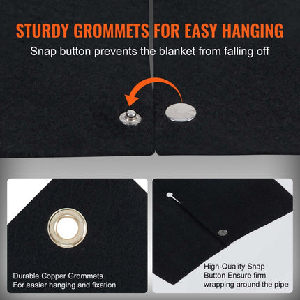 VEVOR lasdeken 305 x 305 x 3 mm lasdeken 982 ℃ hittebestendigheid hittebeschermingsstof hittebeschermingsmat koolstofvezel blusdeken brandwerende pad brandwerende mat brandmat zwart