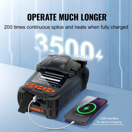 VEVOR glasvezellasmachine 6 motoren fusielasmachine vezeldiameter 125-150μm (mantel) 250-1000μm (coating) smeltverlies van 0,01 dB (MM) Geschikt voor SM MM DS NZDS UI BUI EDF