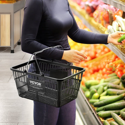 VEVOR boodschappenmand 12 stuks 21L met ijzeren handvat en standaard zwart