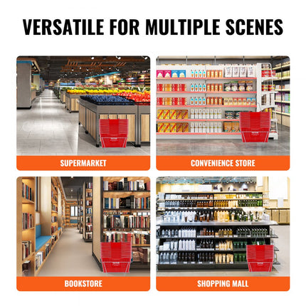 VEVOR boodschappenmand 12 stuks 21L ijzeren handvatstandaard rood