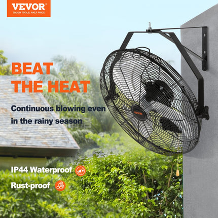 VEVOR wandventilator 57 cm waterdichte oscillerende wandventilator 3 snelheden 4150 CFM commerciële woonventilator voor koeling magazijn kas werkplaats terras zwart