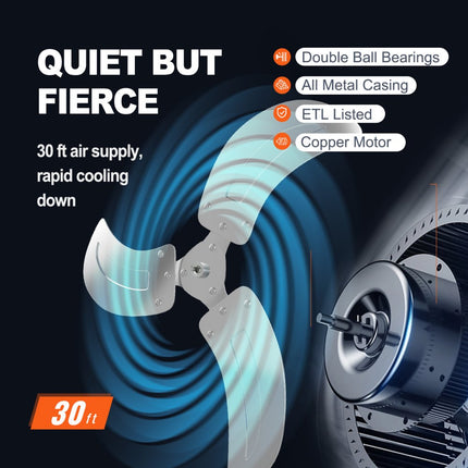 VEVOR wandventilator, 17,5" wandventilator 4000 CFM 3 snelheden residentiële en commerciële ventilator voor het koelen van magazijnen, kassen, werkplaatsen, patio's en kelders, zwart