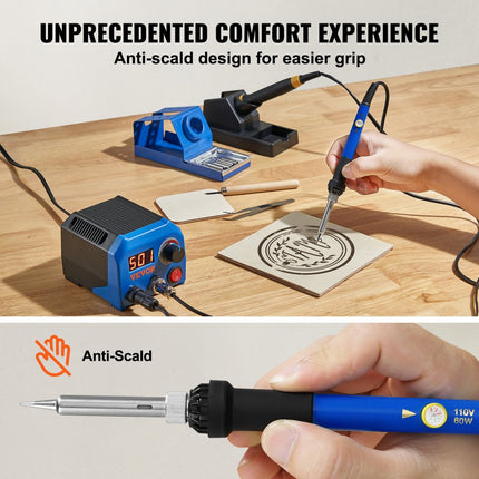 VEVOR Professioneel houtbrandergereedschap pyrografie, pyrografieset met dubbele pen en pyrografieapparaat met dubbele aansluiting, pyrografiemachineset, pyrografiestation inclusief pyrografiezuigers met 23 draadpunten