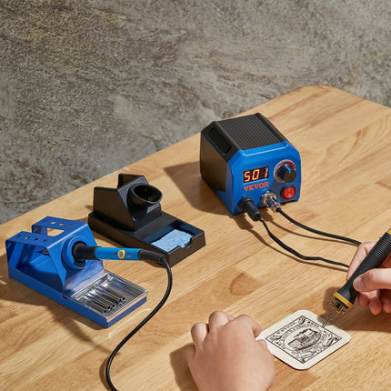 VEVOR Professioneel houtbrandergereedschap pyrografie, pyrografieset met dubbele pen en pyrografieapparaat met dubbele aansluiting, pyrografiemachineset, pyrografiestation inclusief pyrografiezuigers met 23 draadpunten