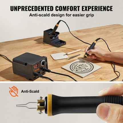 VEVOR Professioneel houtbrandergereedschap pyrografie, pyrografieset met dubbele pen en dubbele aansluiting, pyrografiemachineset, pyrografiestation inclusief digitaal display pyrografiezuiger