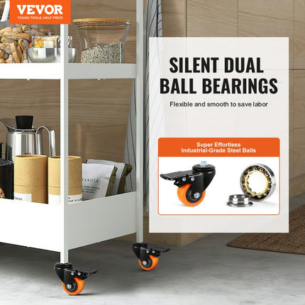 VEVOR set van 4 transportwielen 50,8 mm zwaarlastwielen met rem, draagvermogen tot 50 kg, zwenkwielen voor binnen en buiten, industriewielen met dubbele kogellagers, meubelwielen, railwielen, bokwielen