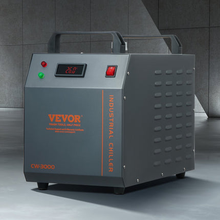VEVOR Industriële Water Chiller CW-3000 80W Luchtgekoeld Industrieel Water Chiller Koelsysteem met 12L Watertank Capaciteit 12L/min Max. Debiet voor Lasergraveermachine Koelmachine