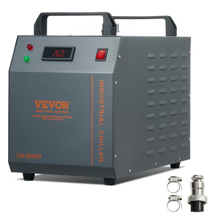 VEVOR Industriële Water Chiller CW-3000 80W Luchtgekoeld Industrieel Water Chiller Koelsysteem met 12L Watertank Capaciteit 12L/min Max. Debiet voor Lasergraveermachine Koelmachine