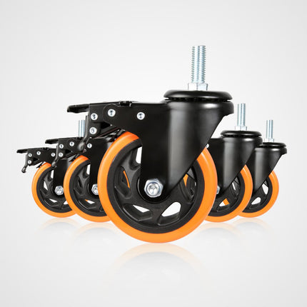 VEVOR set van 4 transportwielen 101,6 mm zwaarlastwielen met rem, draagvermogen tot 200 kg, zwenkwielen voor binnen en buiten, industriewielen met dubbele kogellagers, meubelwielen, railwielen, bokwielen